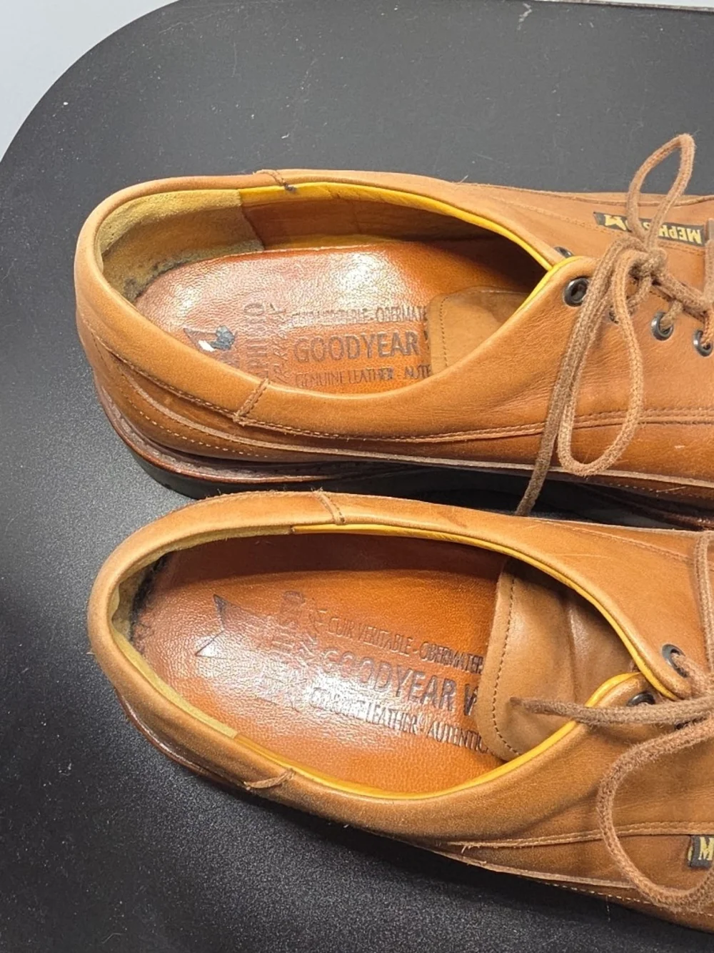 Mephisto Abel Leather Walking Shoes Mens Sz 9 Brown Shock Absorbing Sole